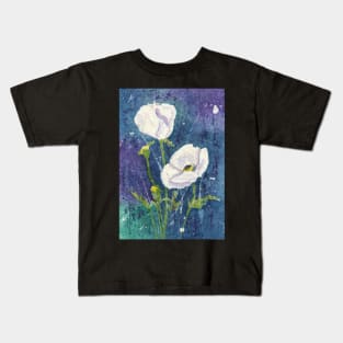 White Poppies in an Evening Garden Kids T-Shirt